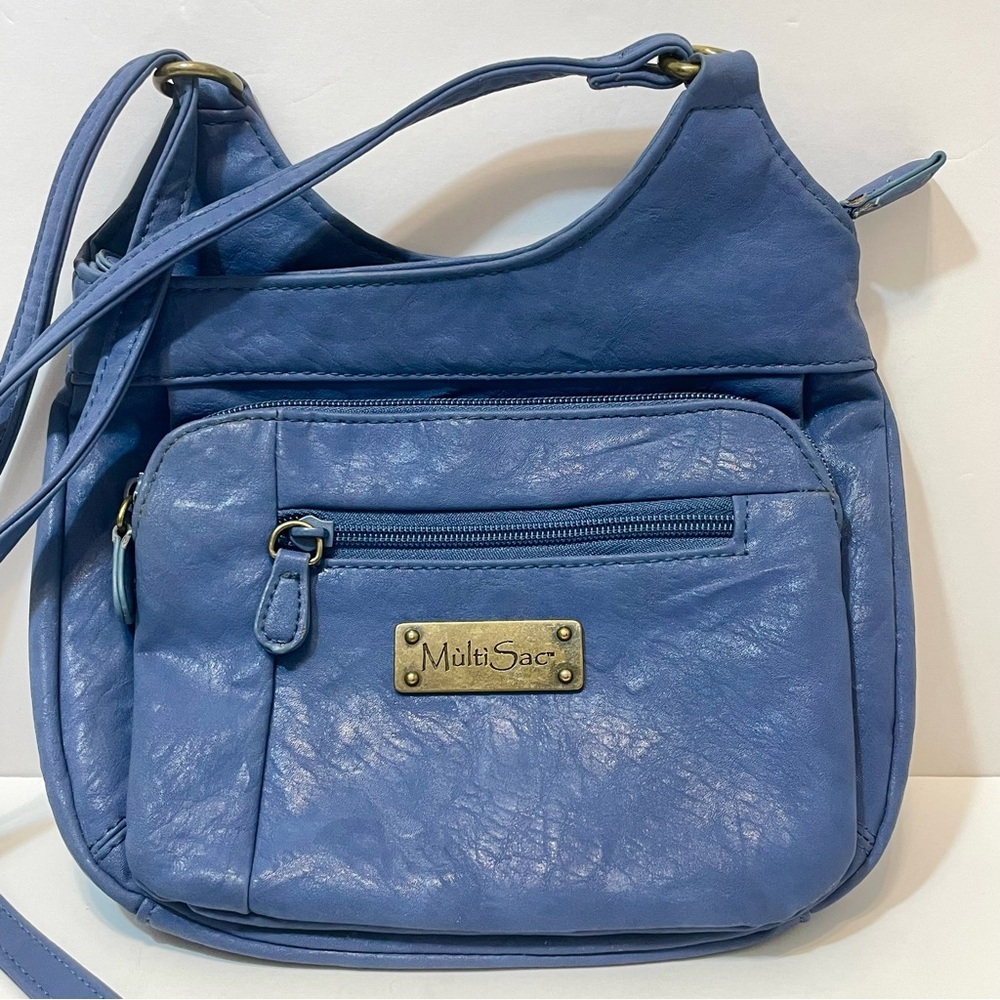 Multi Sac Turquoise Vegan Leather Purse Crossbody Bag Many Pockets